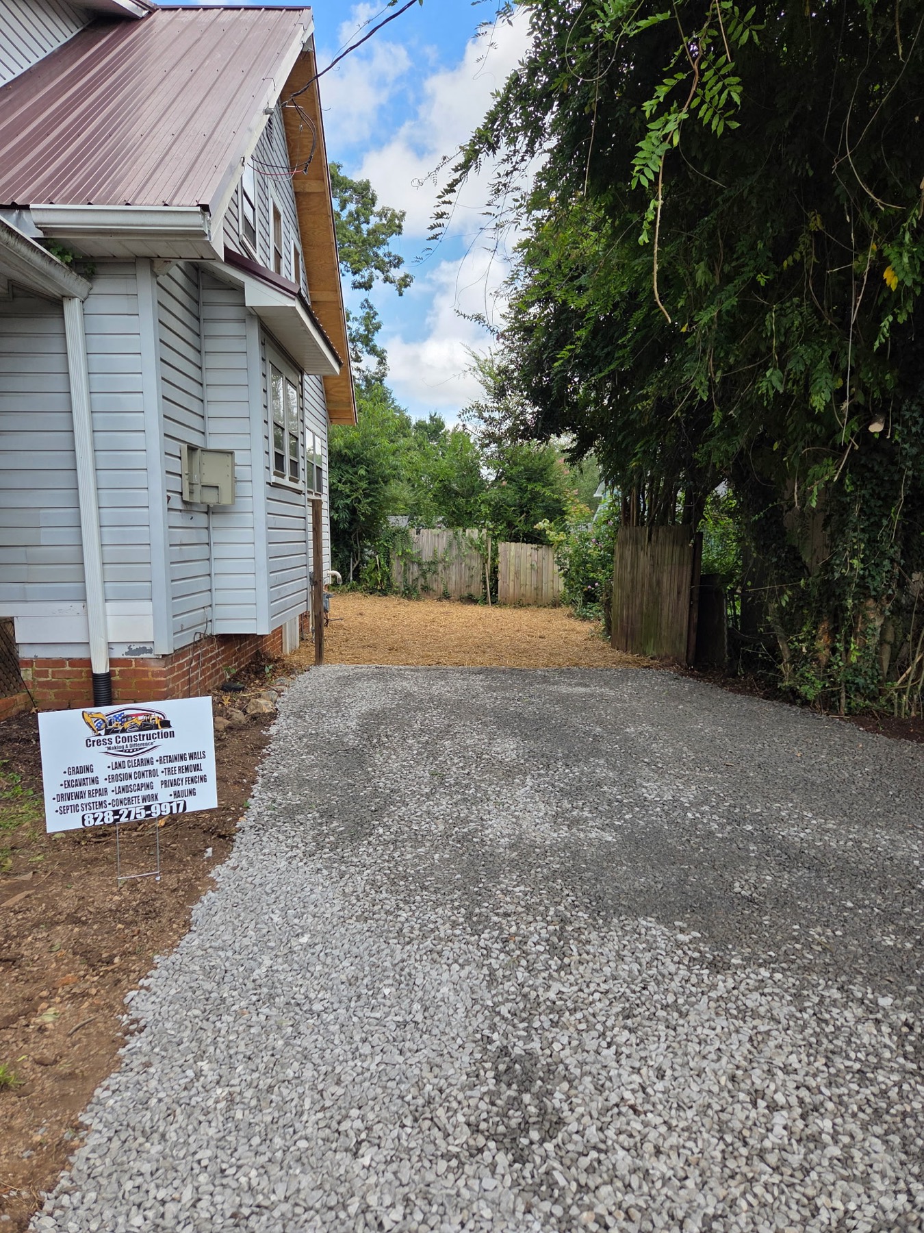 Gravel driveway installation by Cress Construction